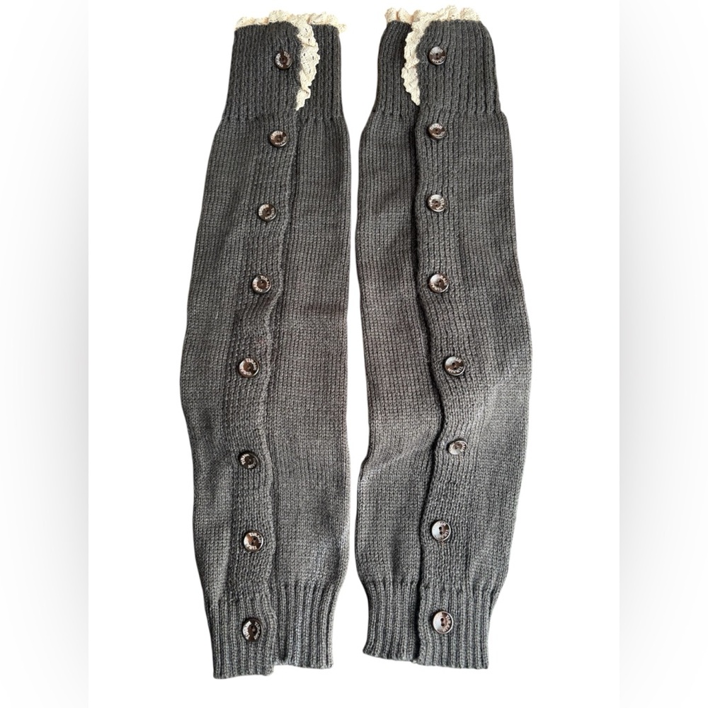 NWOT Brown Buttoned Knit Leg Warmers, One Size